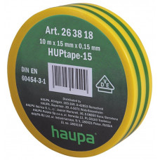 Изолента ПВХ HAUPA желто-зеленая 15 мм x 10 м d=60 мм